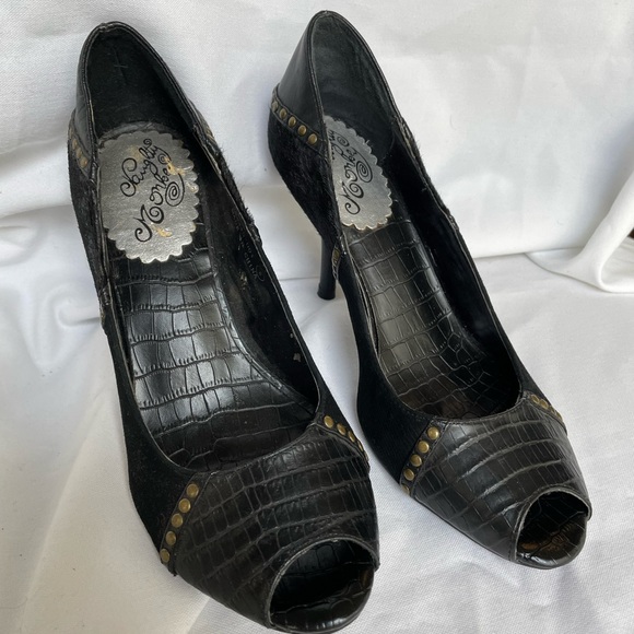 Naughty Monkey Open Toe Black Heels, BNWB SZ 8 - Picture 8 of 9